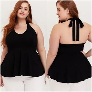 🆕️ Torrid Black Foxy Halter Neck Peplum Top